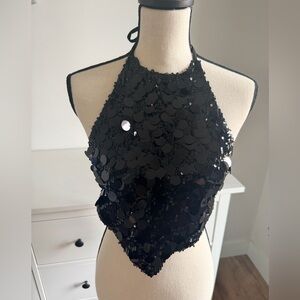 NWOT - Edikted Black Sequin Top